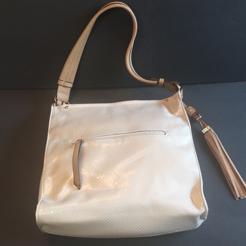 Sondra Roberts tote purse cream color 12x12” bag